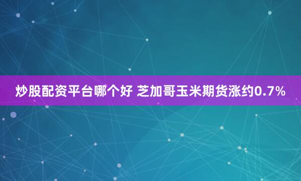 炒股配资平台哪个好 芝加哥玉米期货涨约0.7%