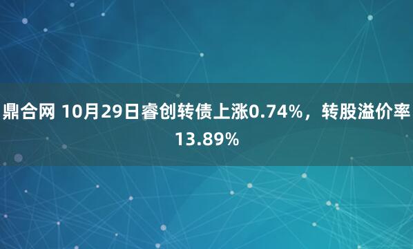 鼎合网 10月29日睿创转债上涨0.74%，转股溢价率13.89%